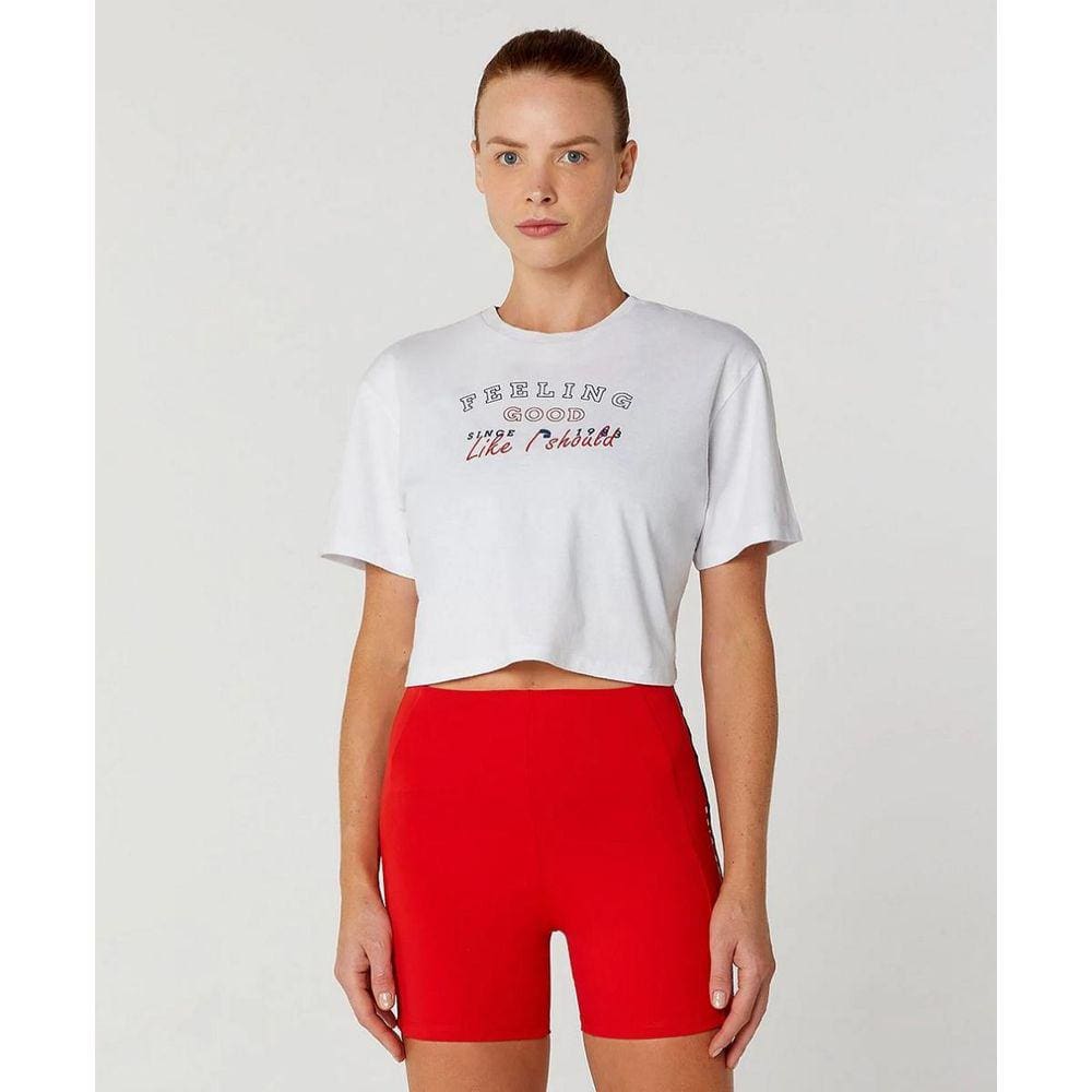 T-shirt Alto Giro Cropped De Algodão Feminina Ref:2412702
