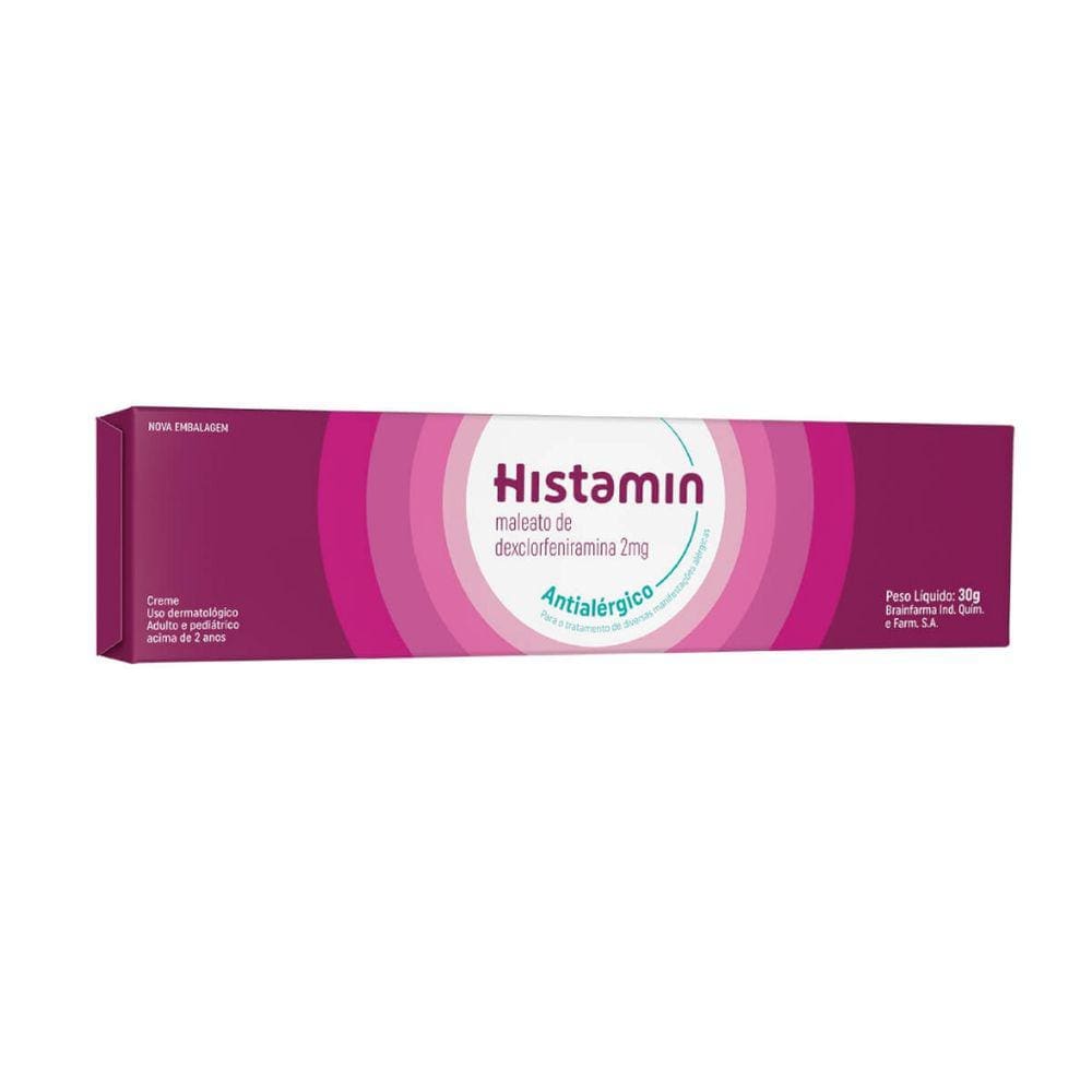 Histamin Maleato de Dexclorfeniramina 10mg/g Creme Dermatológico 30g irritações na pele