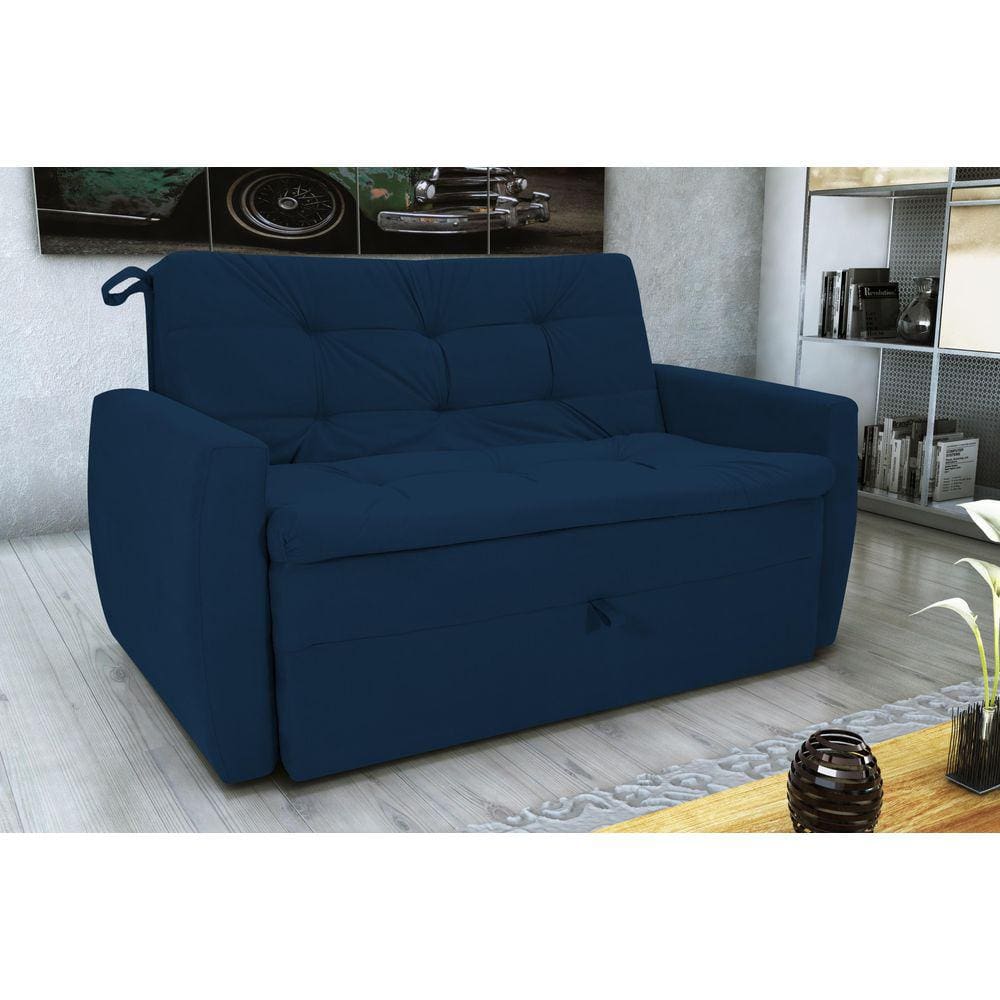 Sofá Cama Meg Suede Azul B254 - Matrix
