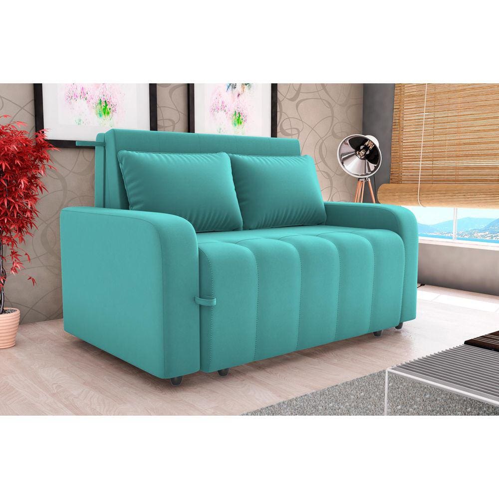Sofá Cama Amora Veludo Verde Menta E437 - Matrix