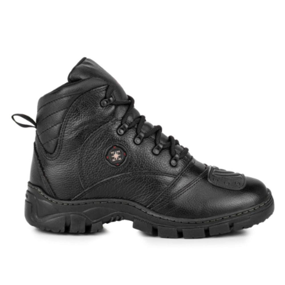 Bota Masculina Motociclista Cano Curto Casual Motoboy Couro