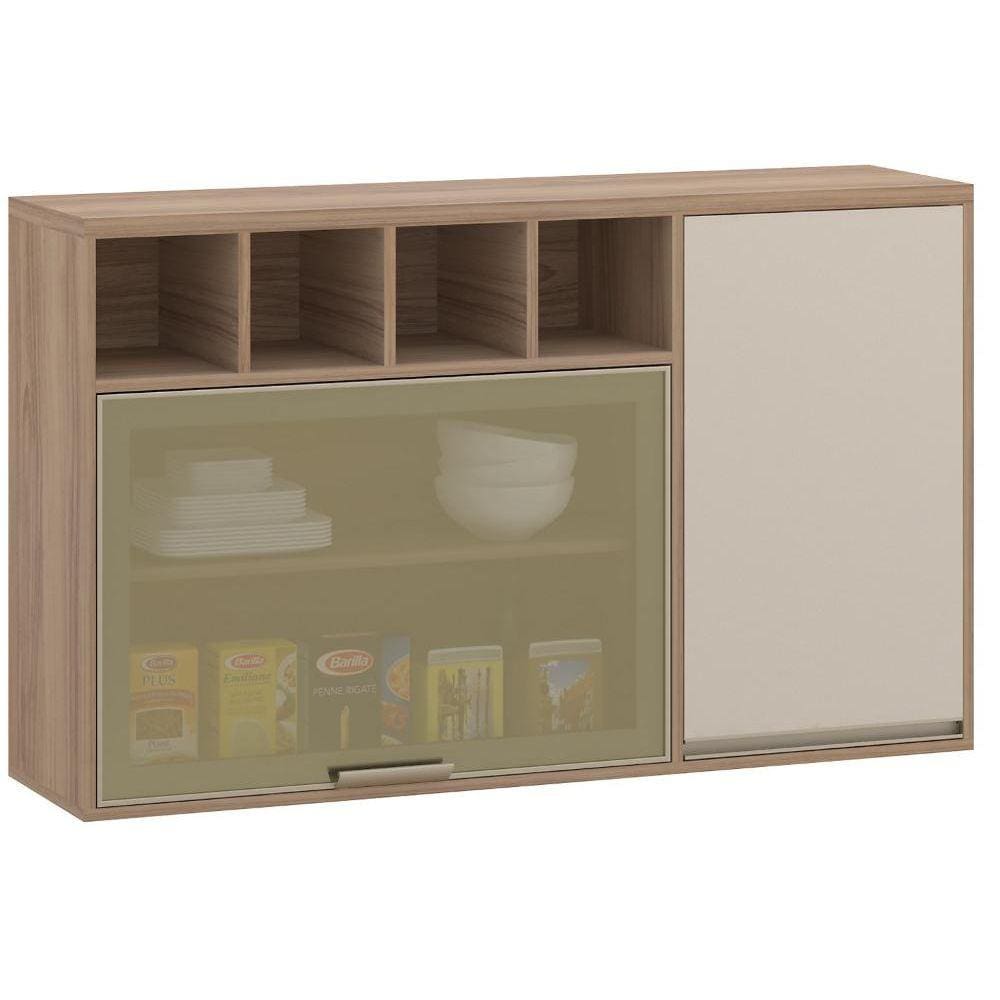 Armário 120cm 2 Portas com Nicho Luciane Lari Bege Luciane Cozinhas