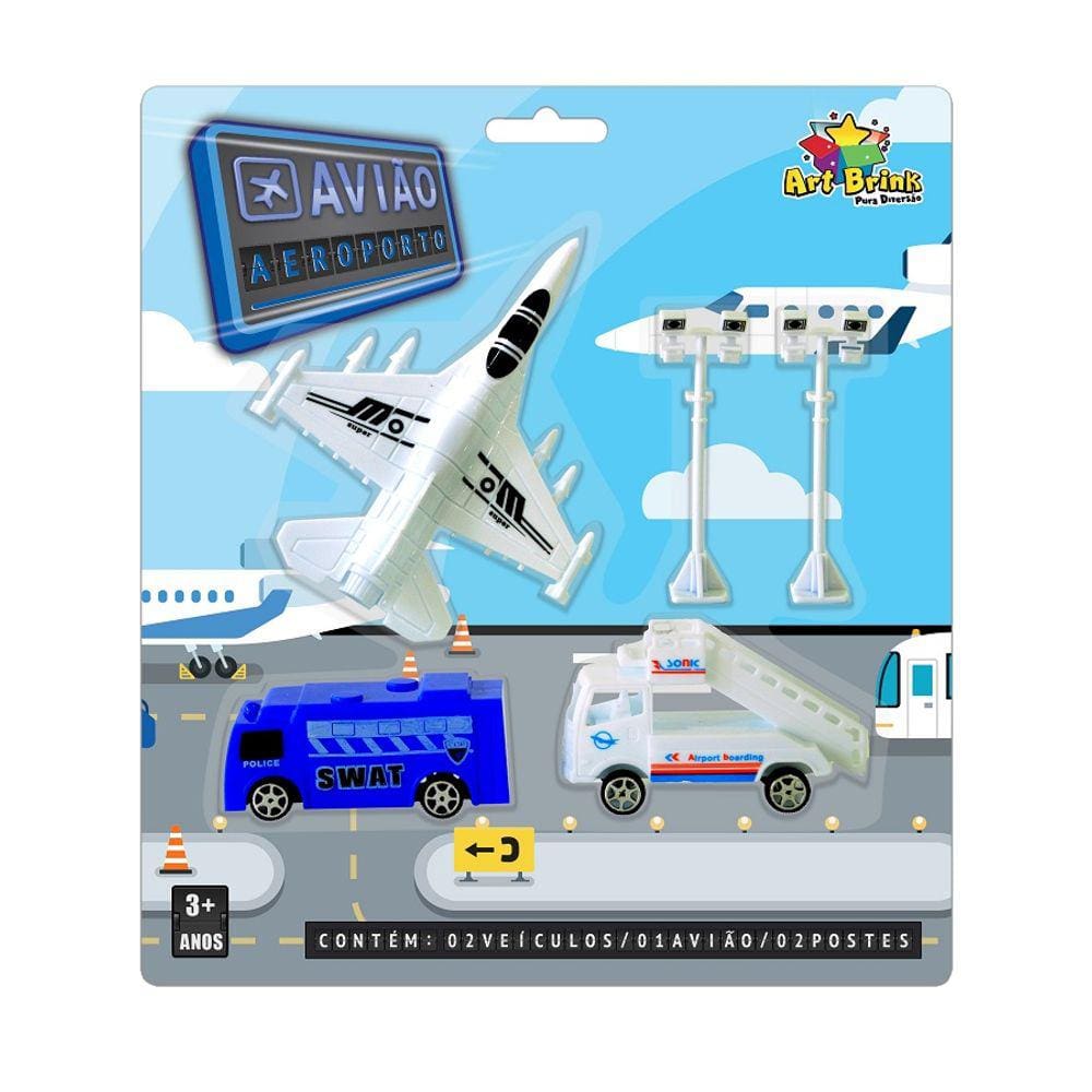 Kit Aeroporto Avião Art Brink 2 Veículos De Serviço Incluso