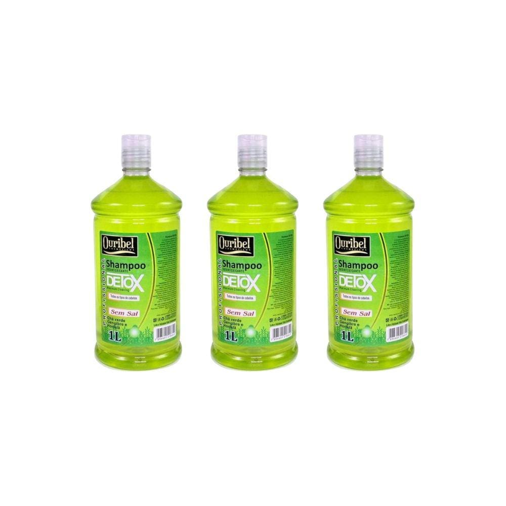 Shampoo Ouribel 1000ml Detox - Kit C/3un