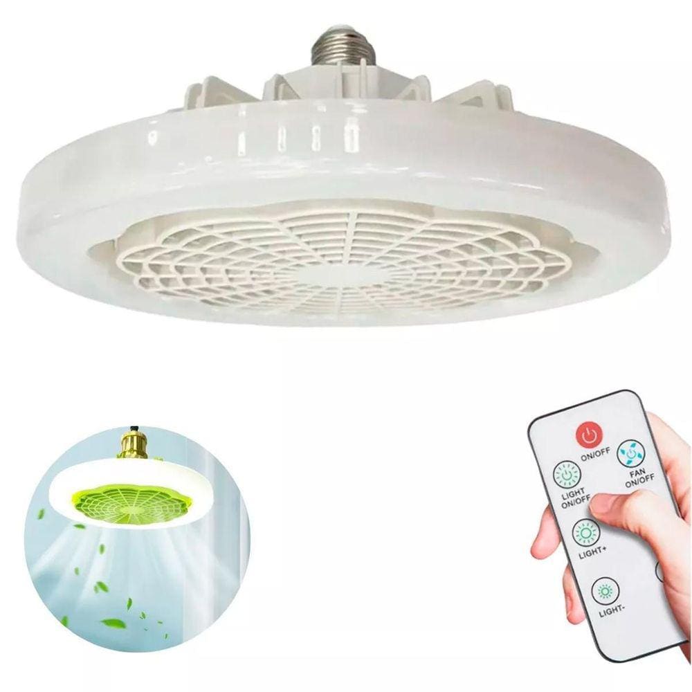 Ventilador De Teto Com Led Ajustável E Controle Remoto E27