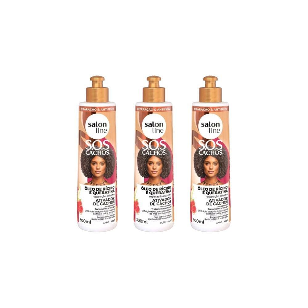 Ativador Cachos Salon Line 300ml Sos Ricino e Queratina- 3un