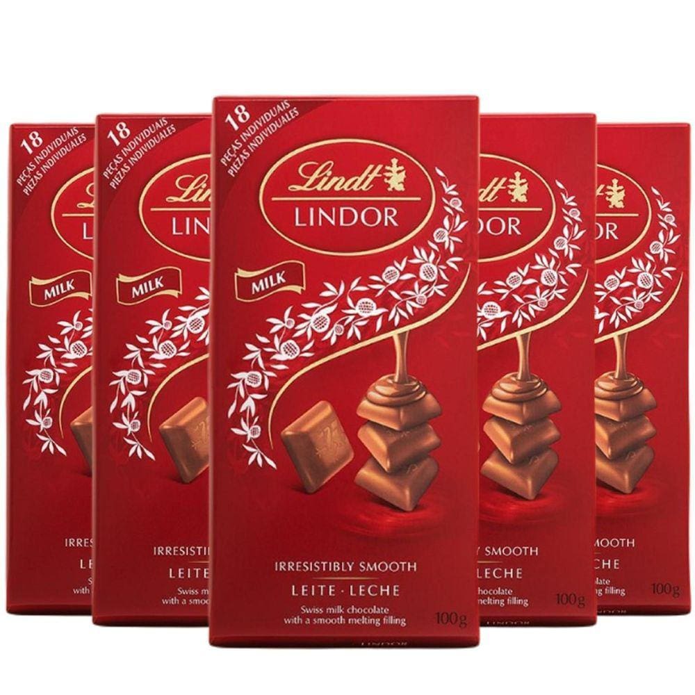 Kit Com 5Un Chocolate Suiço Lindt Lindor Milk 100G