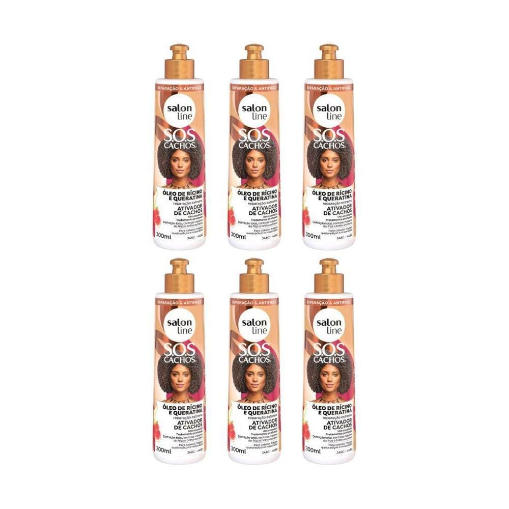 Ativador Cachos Salon Line 300Ml Sos Ricino E Queratina- 6Un