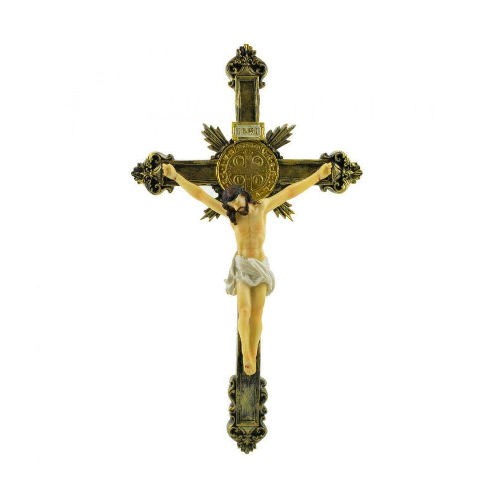 Crucifixo De Parede Imagem Jesus Cruz Crucificado - 30cm
