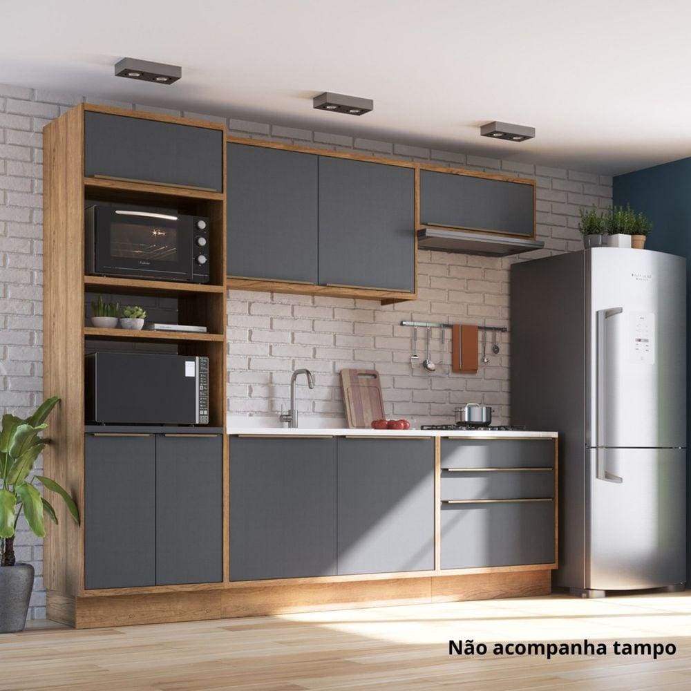 Cozinha Completa 5 Peças 8 Portas Viena Freijó / Grafito