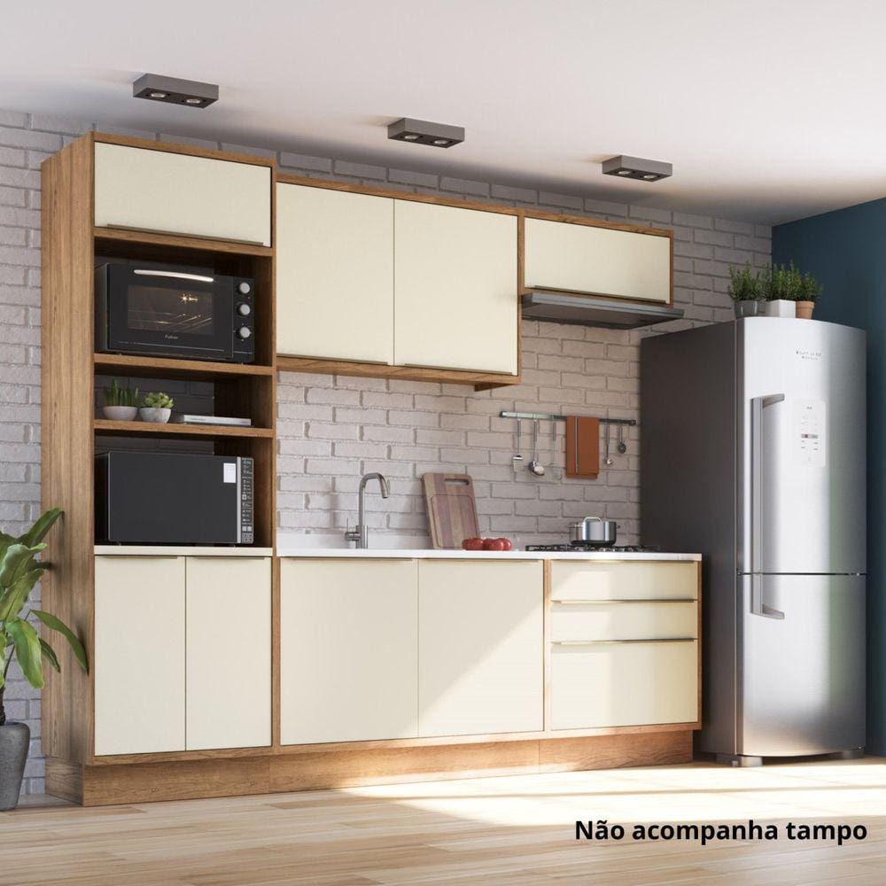 Cozinha Completa 5 Peças 8 Portas Viena Freijó / Cinza Argila
