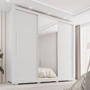 Guarda-roupa Casal com Espelho 3 Portas 4 Gavetas Costa Rica Branco