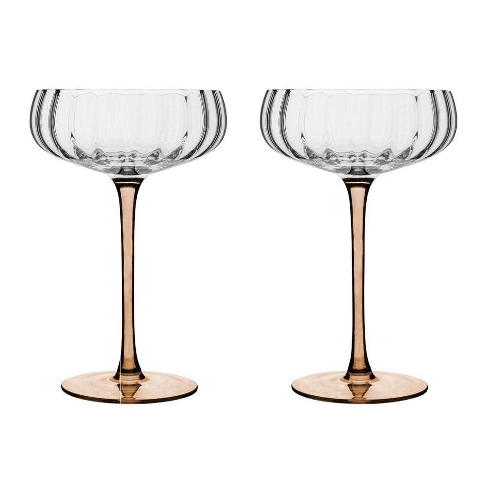 Conjunto 2 Taças Coupe de Vidro com Haste Âmbar Classic 280ml - Wolff
