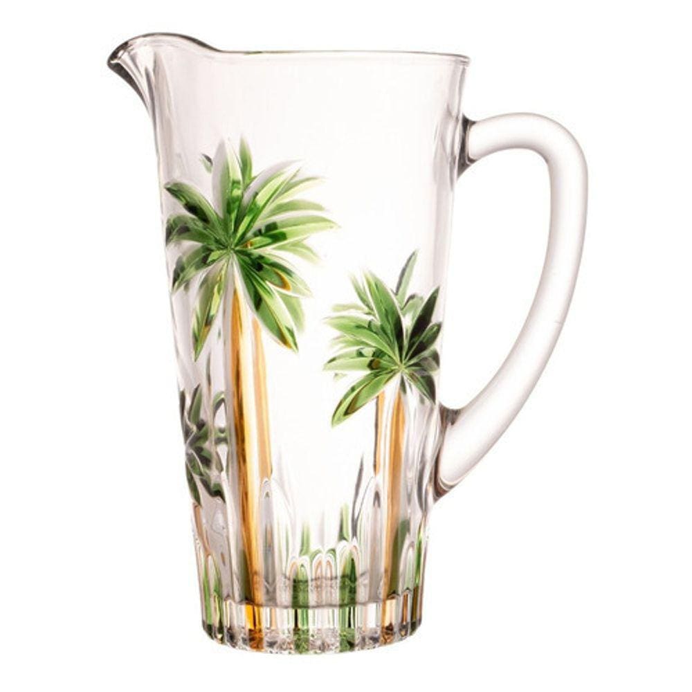 WOLFF Palm Tree Jarra de Cristal, Multicor (Palmeira Verde Pintura à Mão), 1.2 L