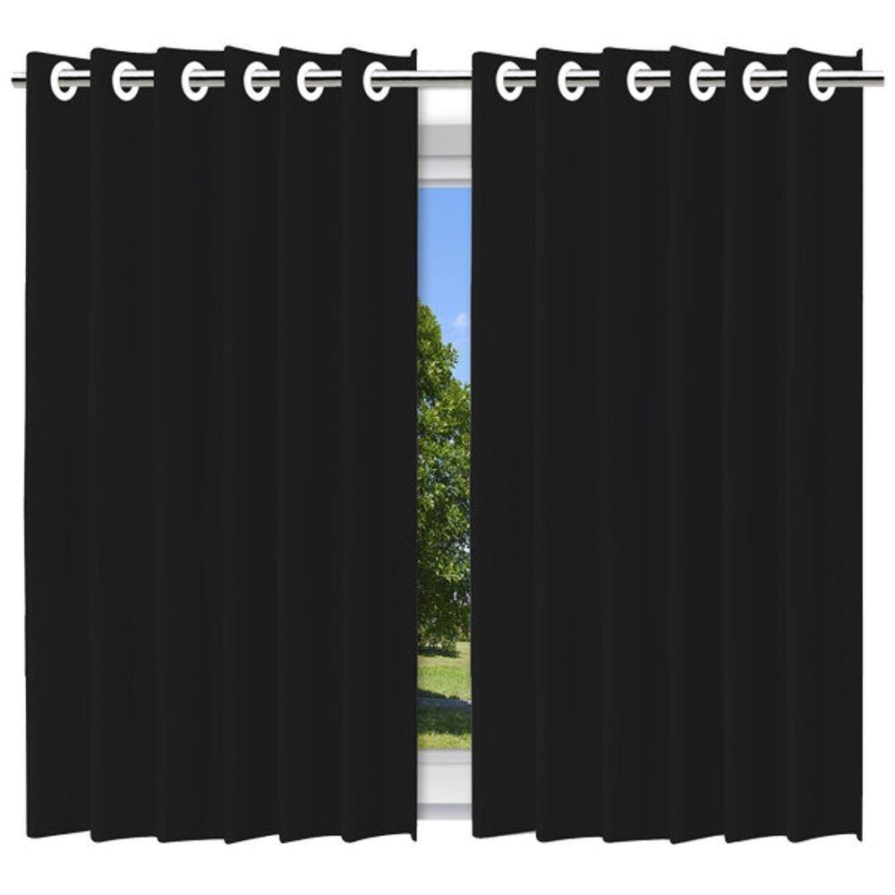Cortina Blackout com Forro 2 em 1 Voil Preto com ilhos - 280x180cm