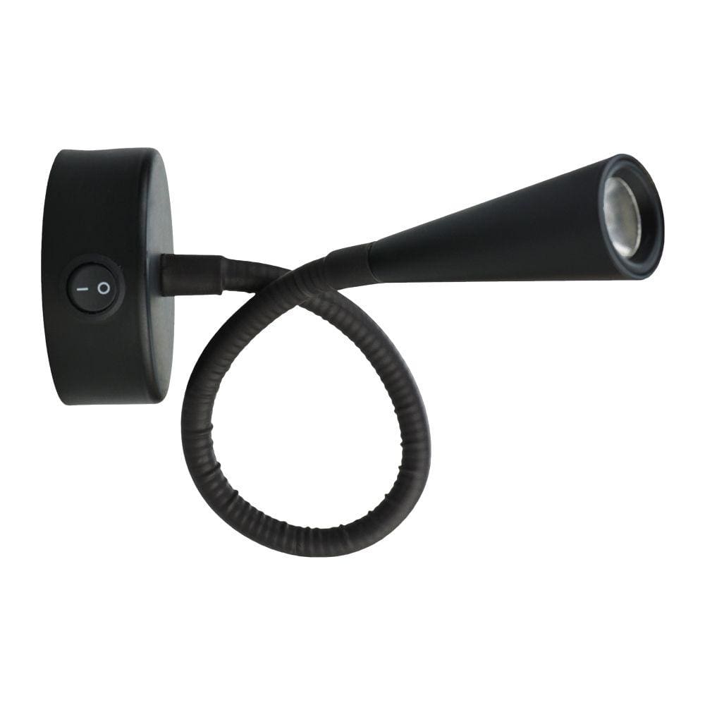 Arandela de Cabeceira Leitura Flexivel Preto Led 3W 3000K Bivolt