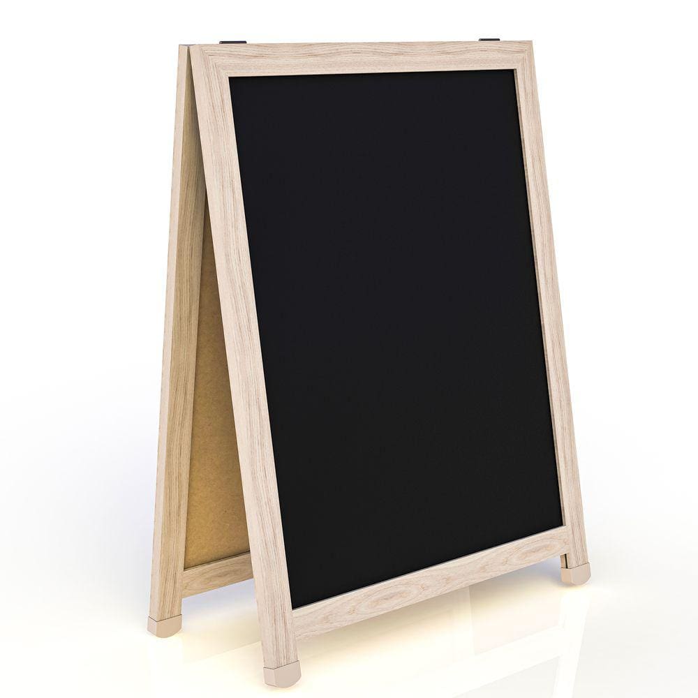 Placa Quadro Lousa Cavalete de Calçada Soft 80x60 cm Duplo em Madeira MDF para Propaganda Visual
