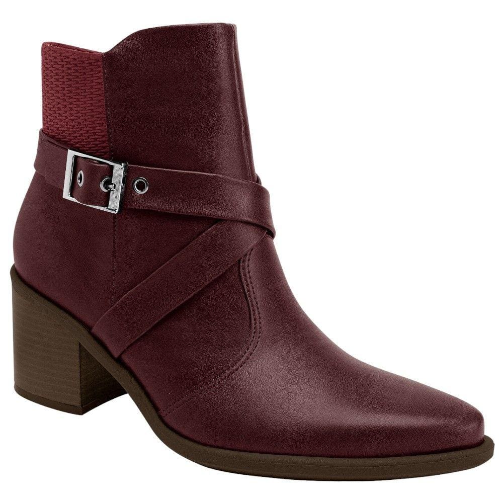 Bota Cano Curto Bico Fino Piccadilly 766002 Feminina - Vinho