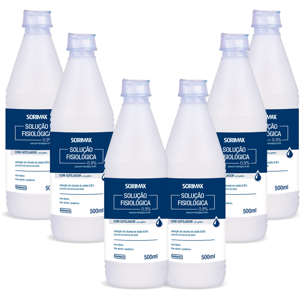 Kit 6 Soro Fisiológico Sorimax Farmax 500ml