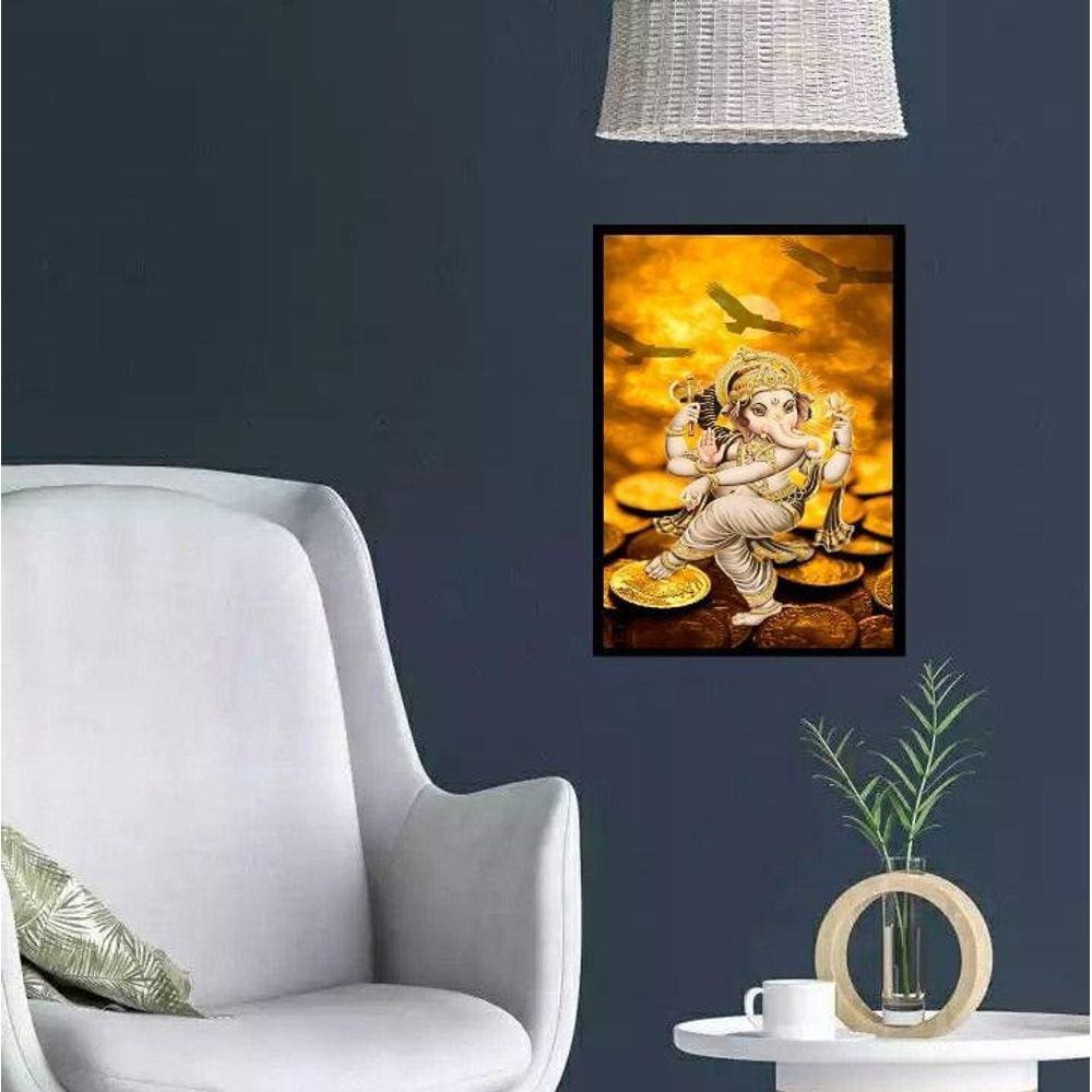 Quadro Arquétipo Ganesha Ouro 24X18Cm