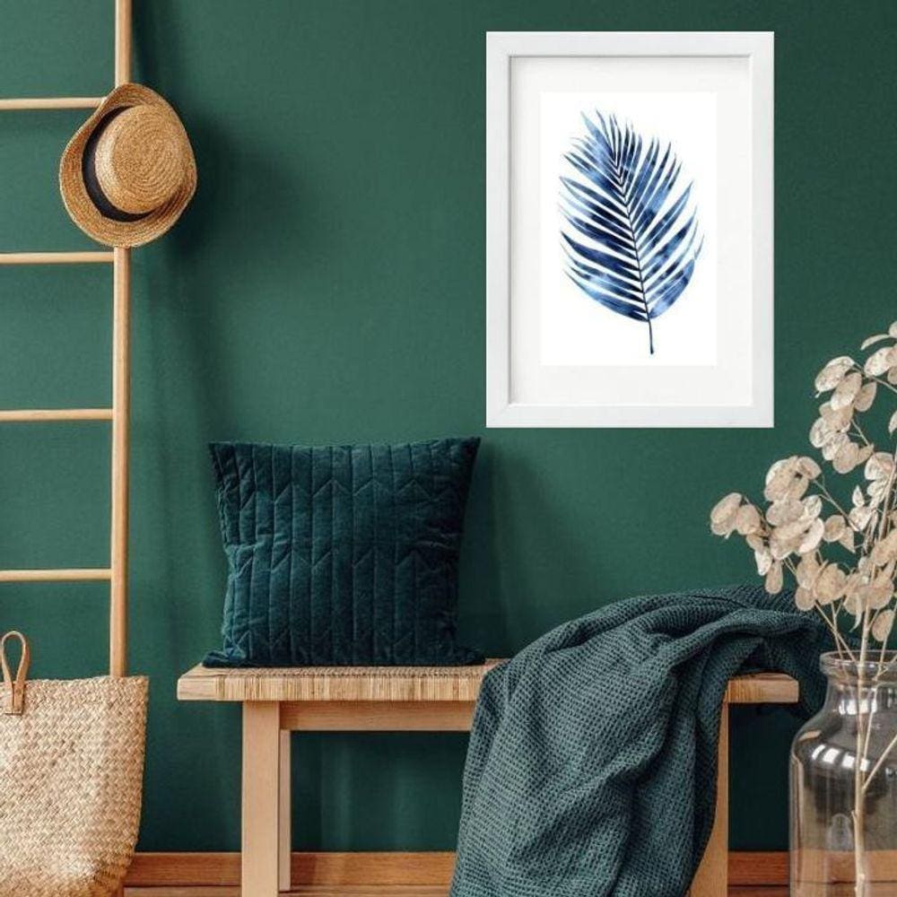 Quadro Folha Palmeira Azul - 60X48Cm