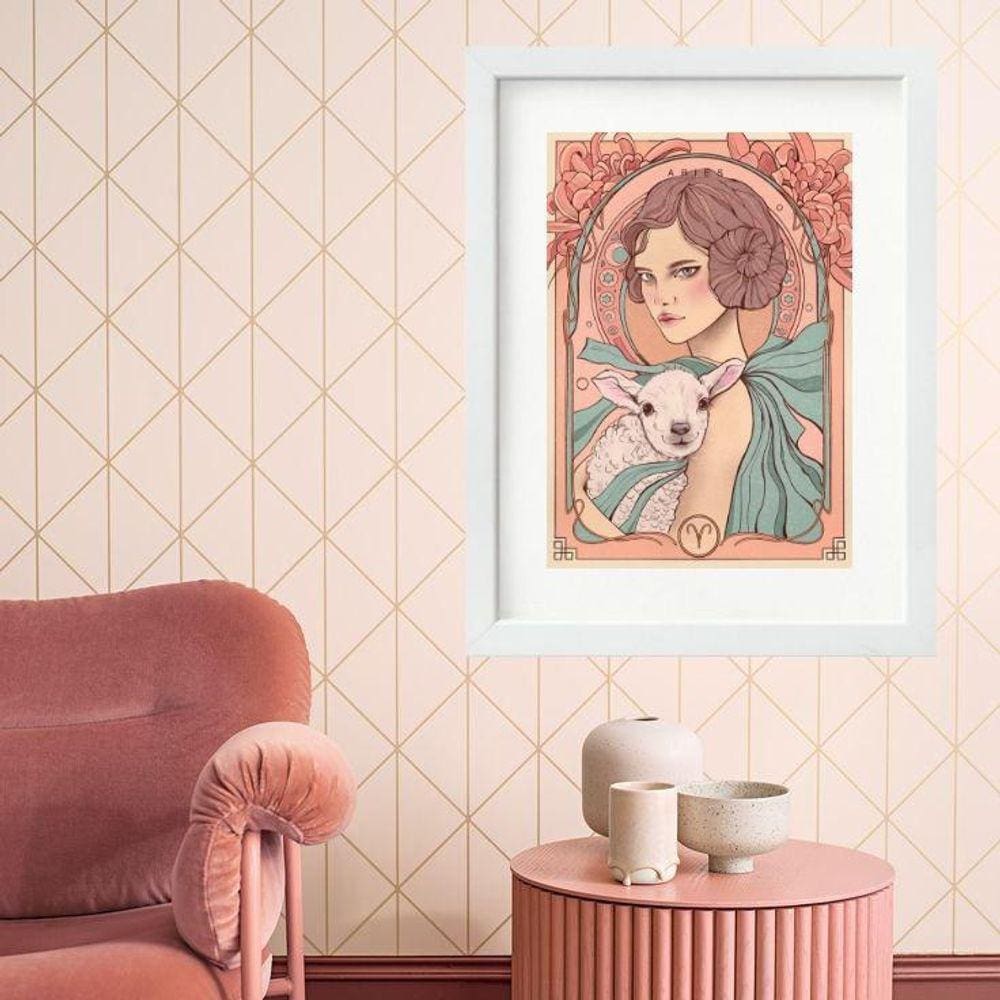 Quadro Vintage Signo Áries - 60X48Cm