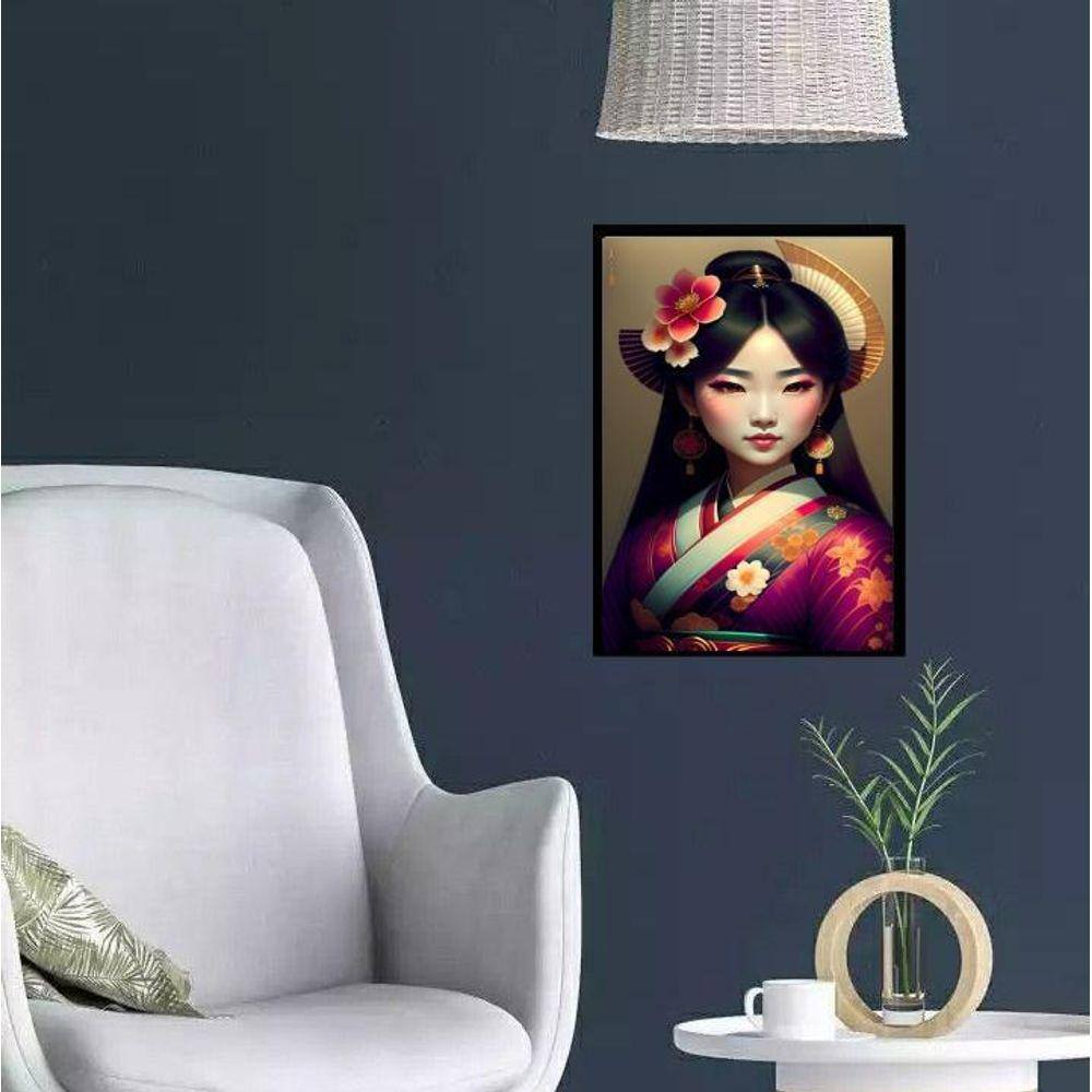 Quadro Menina Gueixa 24X18Cm