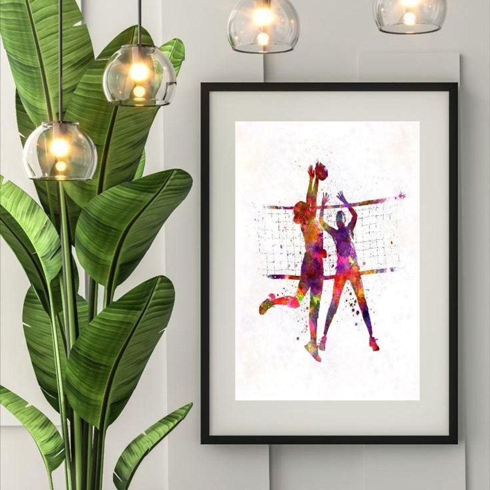 Quadro Aquarela Vôlei - 60X48Cm