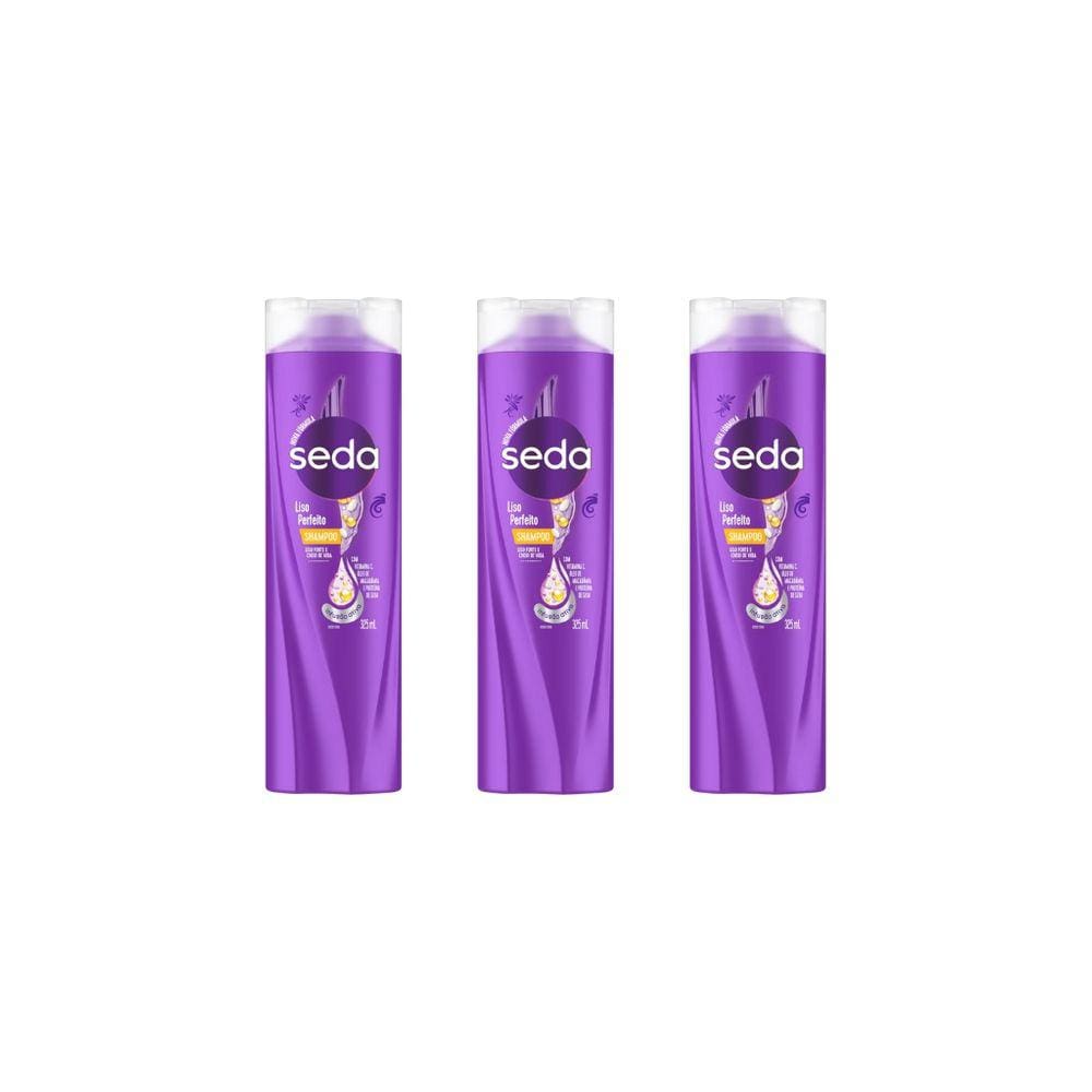 Shampoo Seda 325ml Liso Perfeito-Kit C/3un