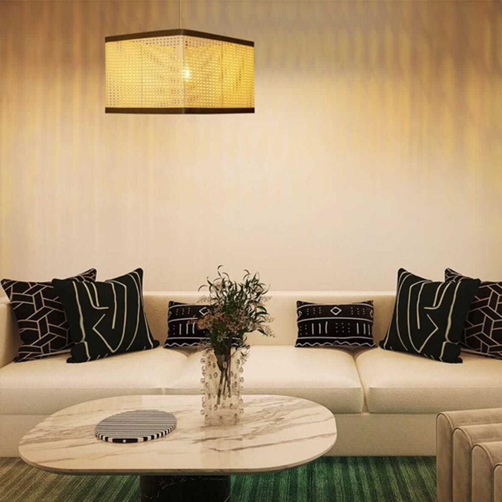 Luminária de Teto Pendente em Ferro Roppe 40x30cm Palha/marrom