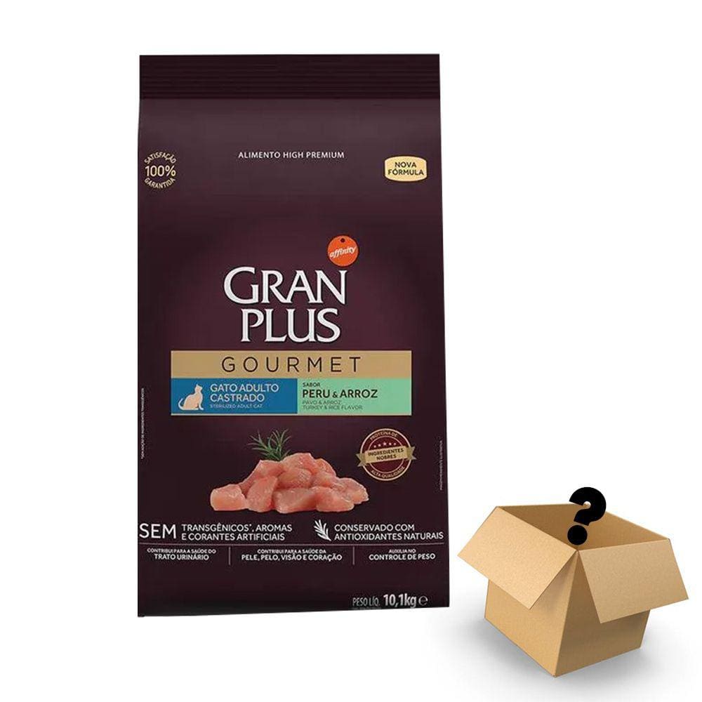 Ração Gran Plus Gourmet Gatos Adultos Castrados Peru e Arroz 10,1kg + SURPRESA