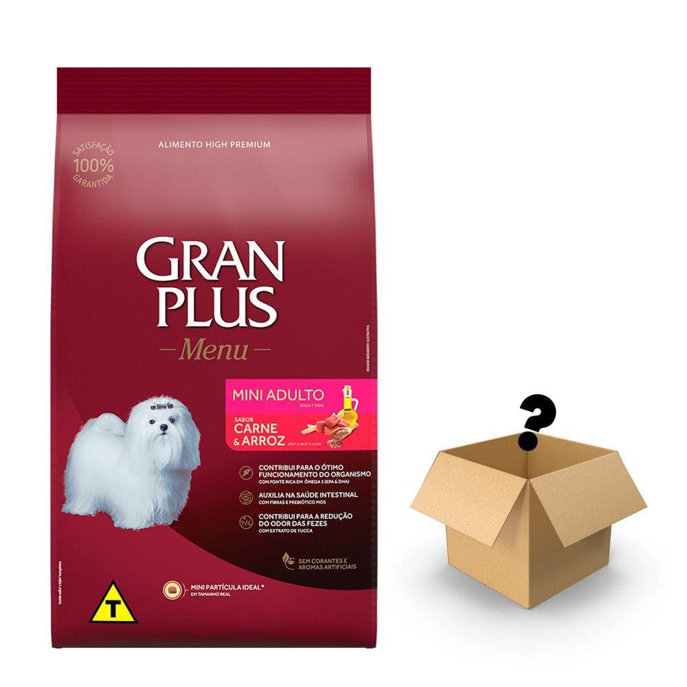 Ração Gran Plus Cães Menu Adultos Mini Carne E Arroz -15Kg + Surpresa