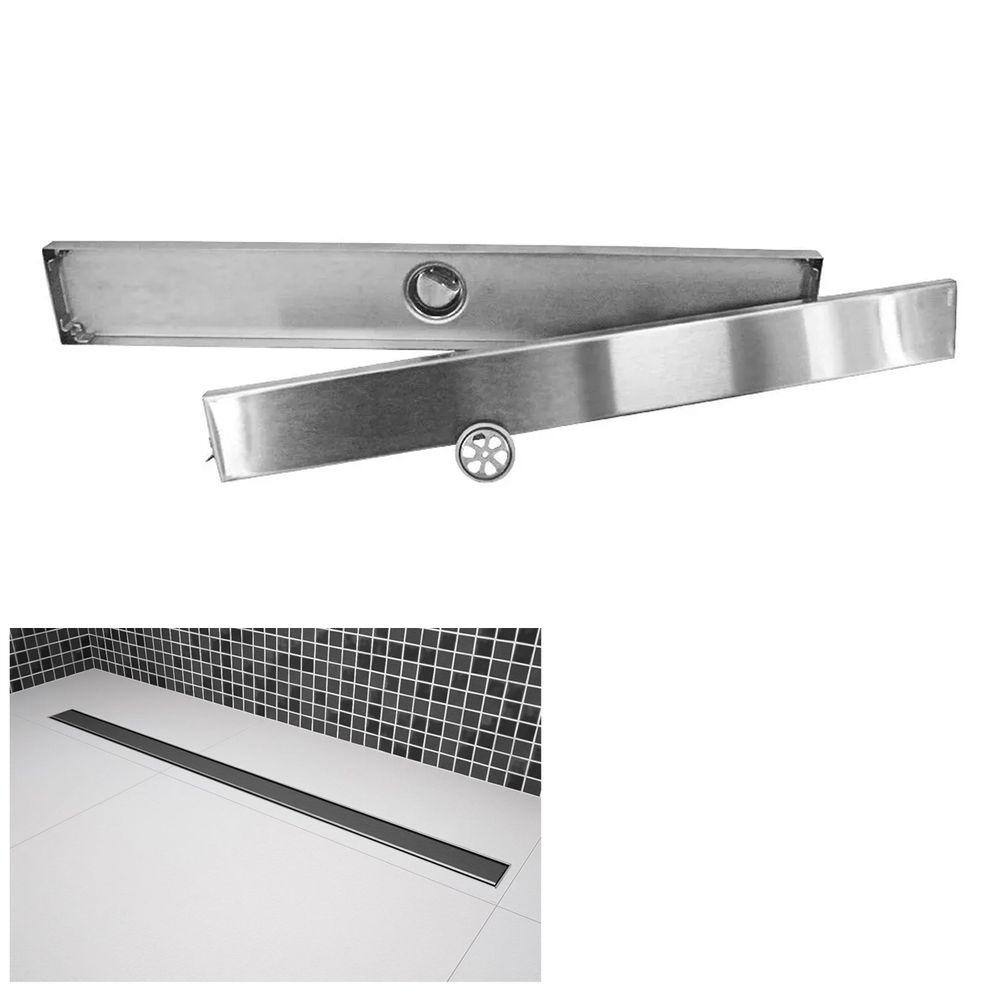 Ralo Oculto Linear Invisivel Aço Inox 60cm Anti Inseto Anti Odor Banheiro Lavabo Seguro Resistente