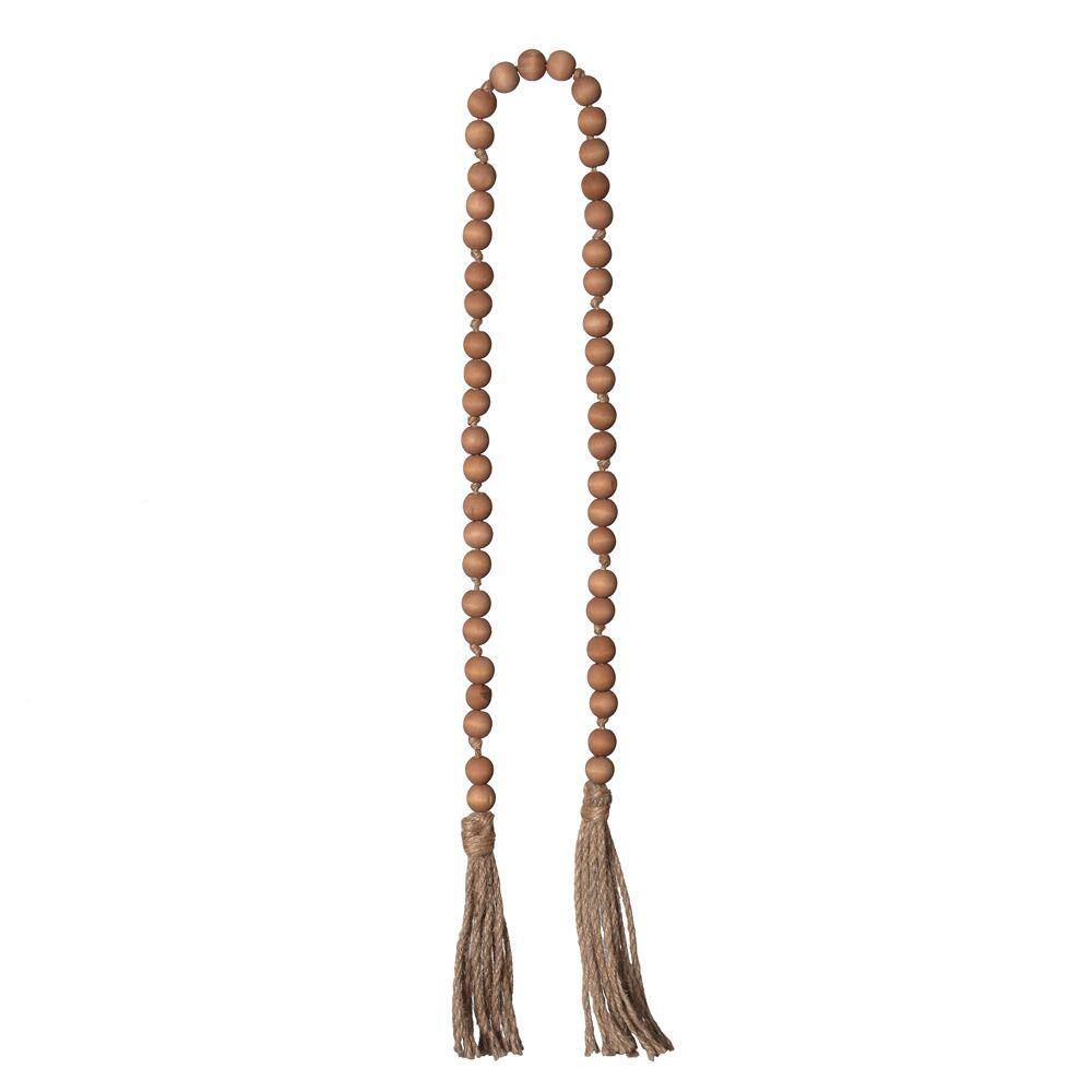 Colar Madeira Decorativo Miçanga Bege 95 cm - D`Rossi