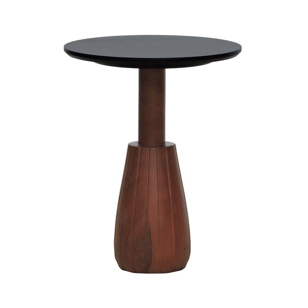 Mesa Lateral Torneada Tampo Redondo ø42 Amêndoa-preto