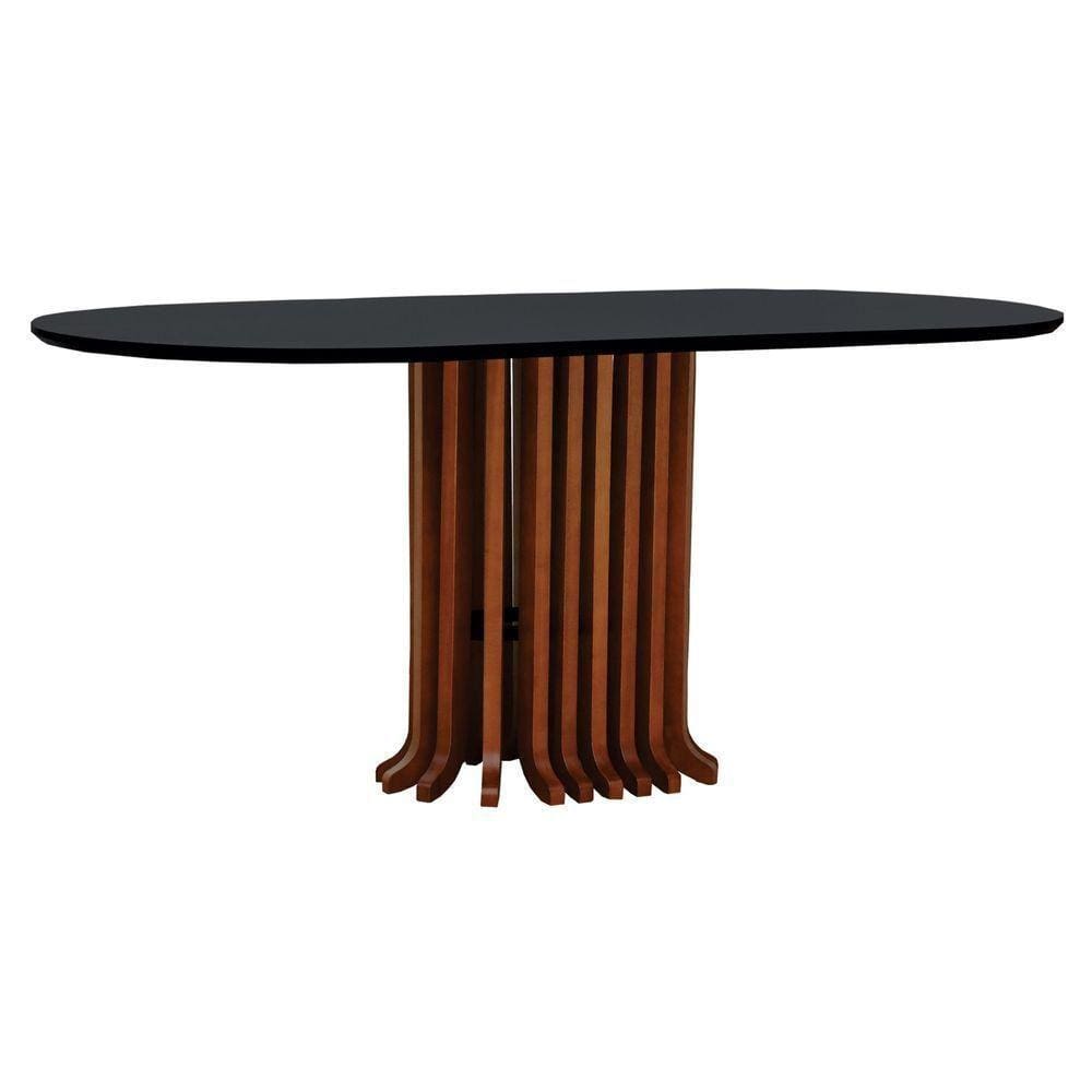 Mesa De Jantar Denver Tampo Oblongo 180x90cm Amêndoa-preto