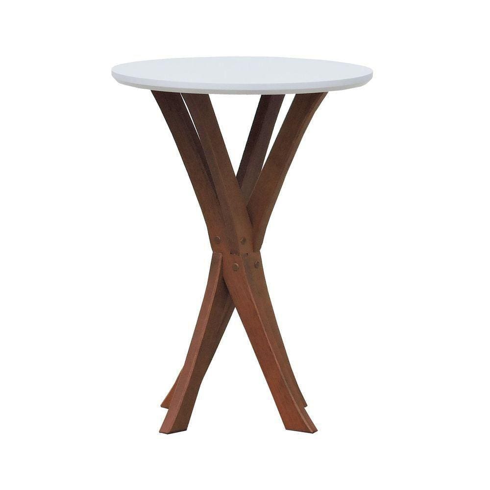 Mesa Lateral Tiê Tampo Redondo ø42 Amêndoa-branco