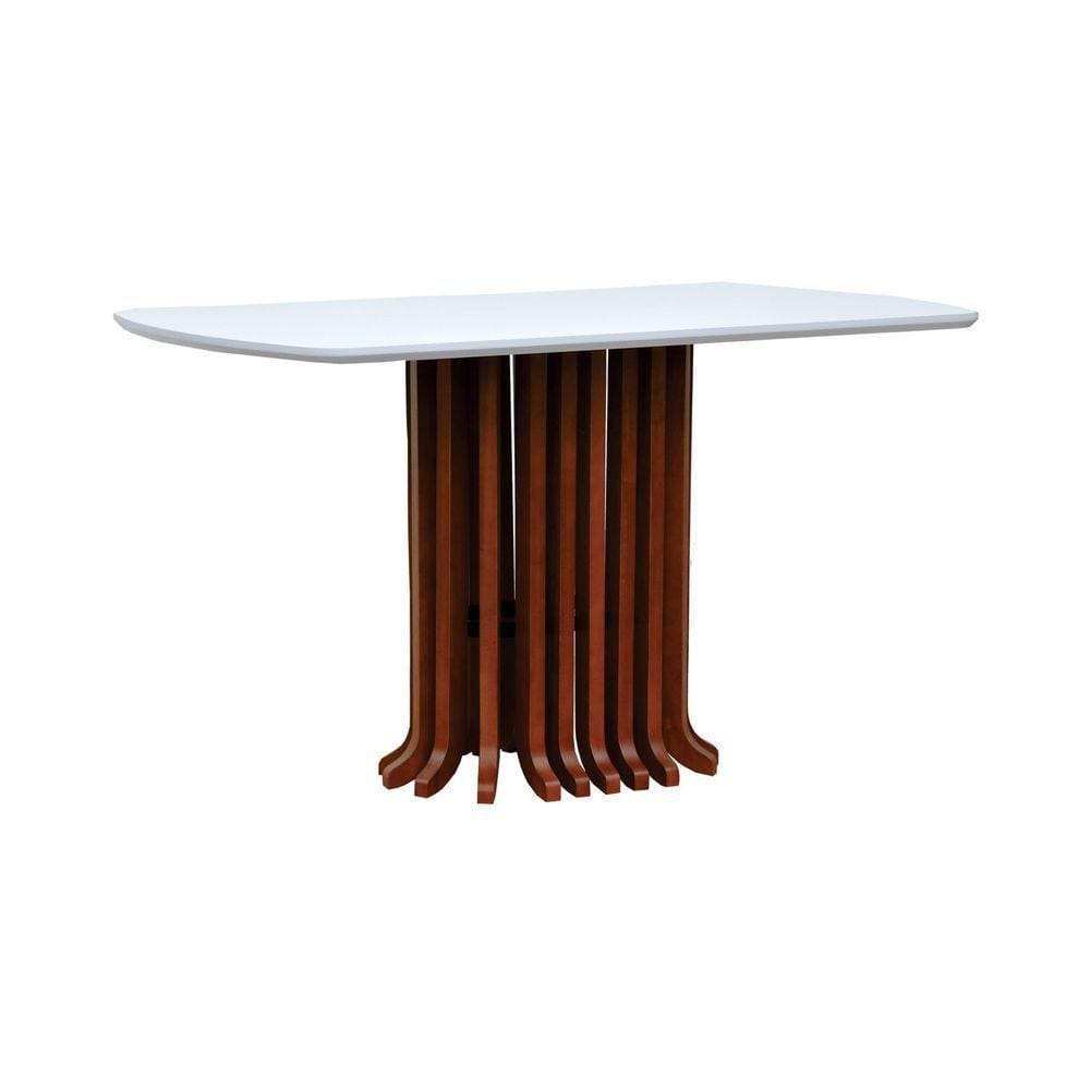 Mesa De Jantar Denver Tampo Retangular 136x80cm Amêndoa-branco