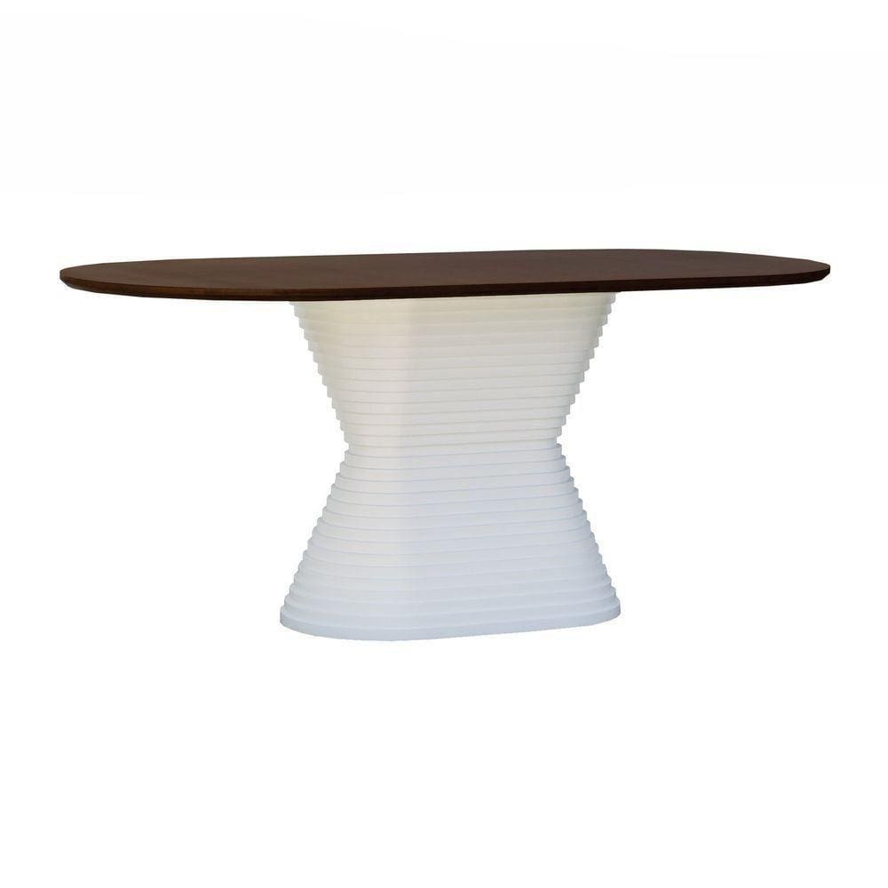 Mesa De Jantar Apollo Tampo Oblongo 180x90cm Branco-amêndoa