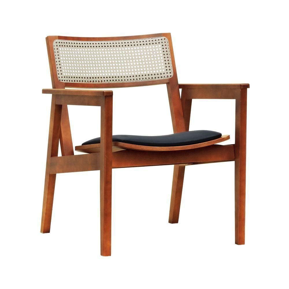 Poltrona Gusty Com Encosto Telinha Assento Anatômico - Amêndoa Estofado Corano Preto