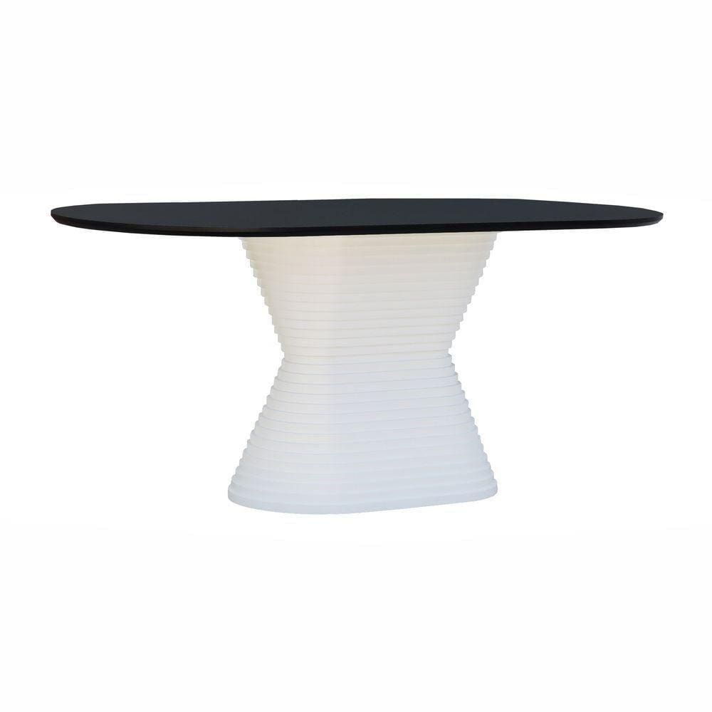 Mesa De Jantar Apollo Tampo Oblongo 180x90cm Branco-preto