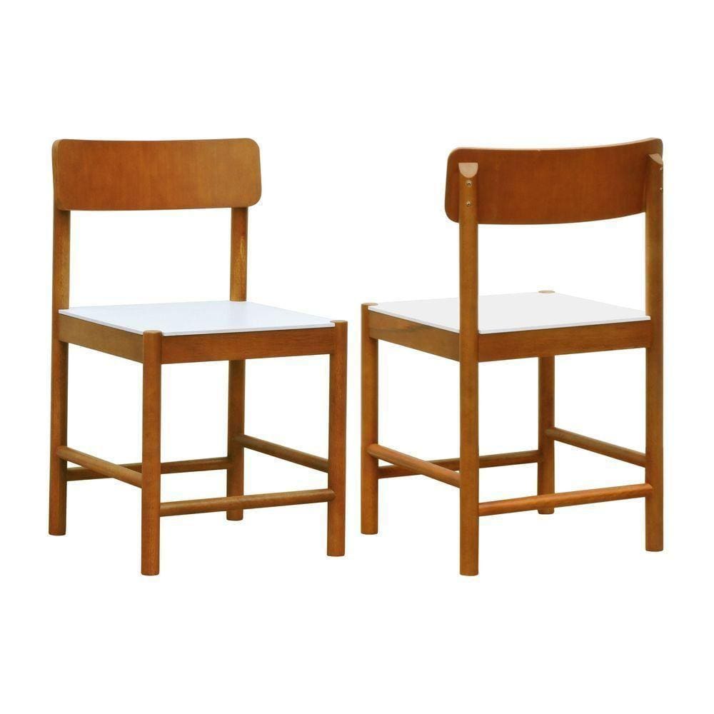 Kit 2 Cadeiras Amber Madeira Maciça - Amêndoa Assento Mdf Bp Na Cor Branca