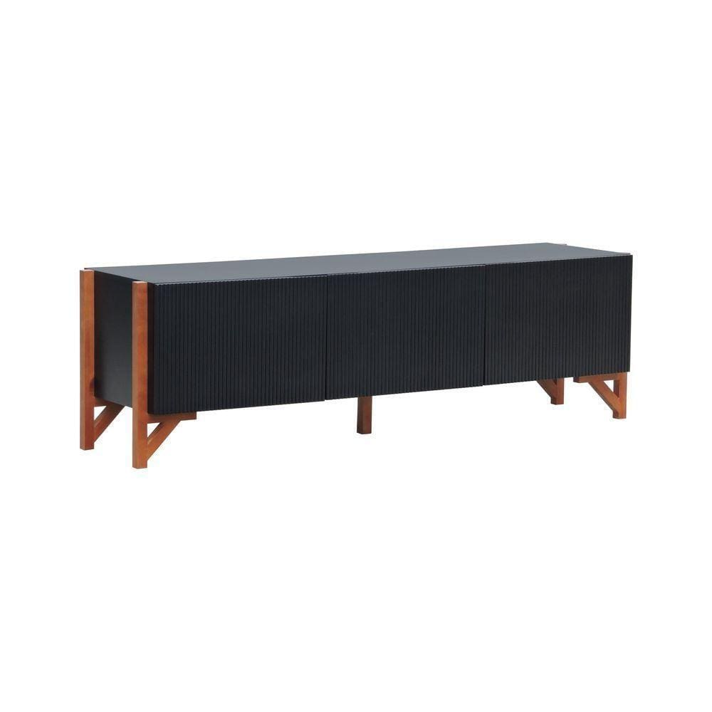Rack 3 Portas Decor Preto-amêndoa