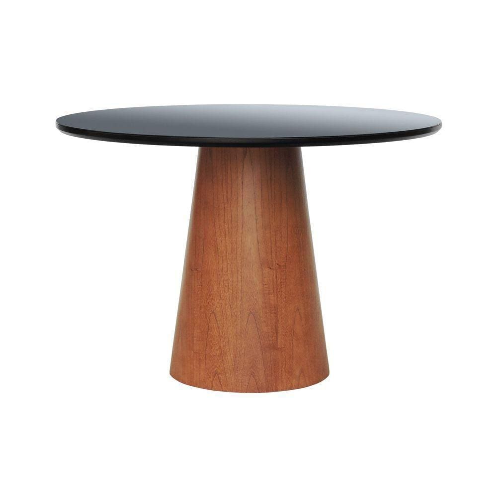Mesa De Jantar Tampo Em Vidro Base Cone Laminado Cinamomo Amêndoa Tampo ø120 Preto-vidro Preto