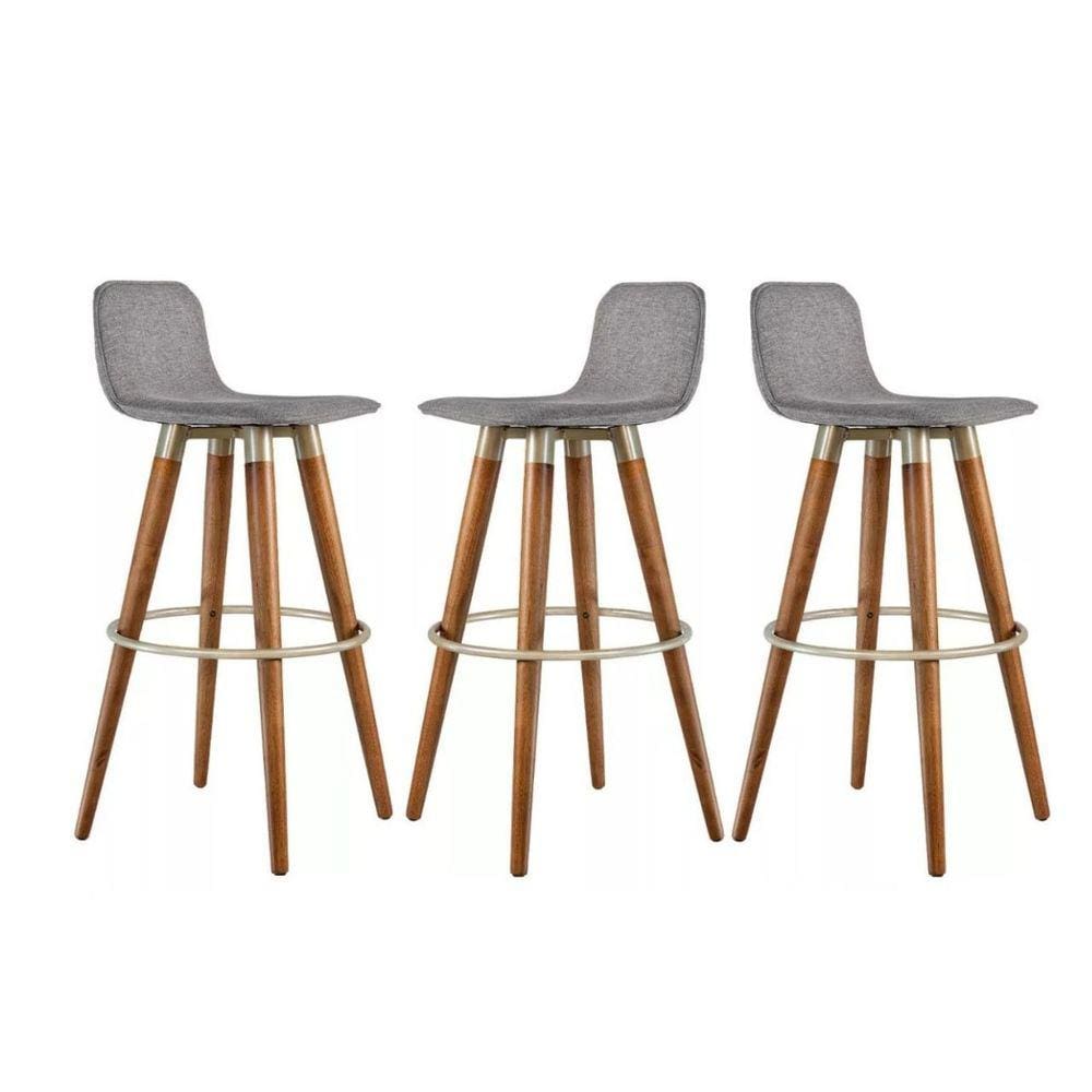 Kit 3 Banquetas Alta para Balcão Bancada área Gourmet Cozinha Tecido Cinza