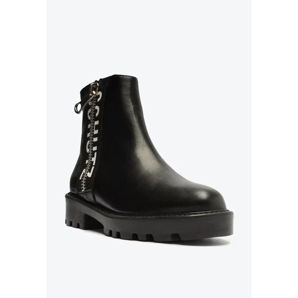 Bota Schutz Logo Couro Preta Feminino