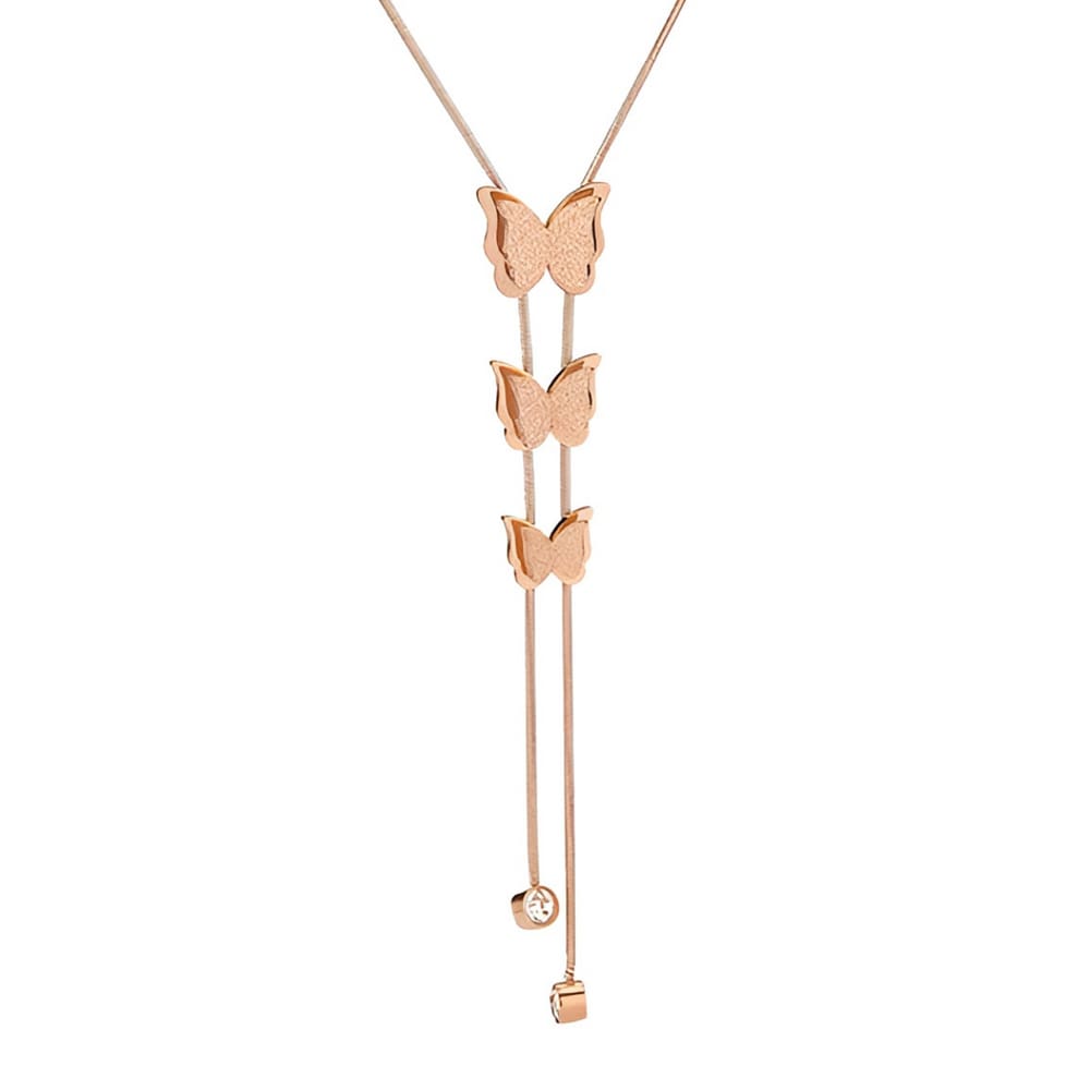 Colar Feminino Pingente Borboleta Mallory Banhado Ouro Rosê