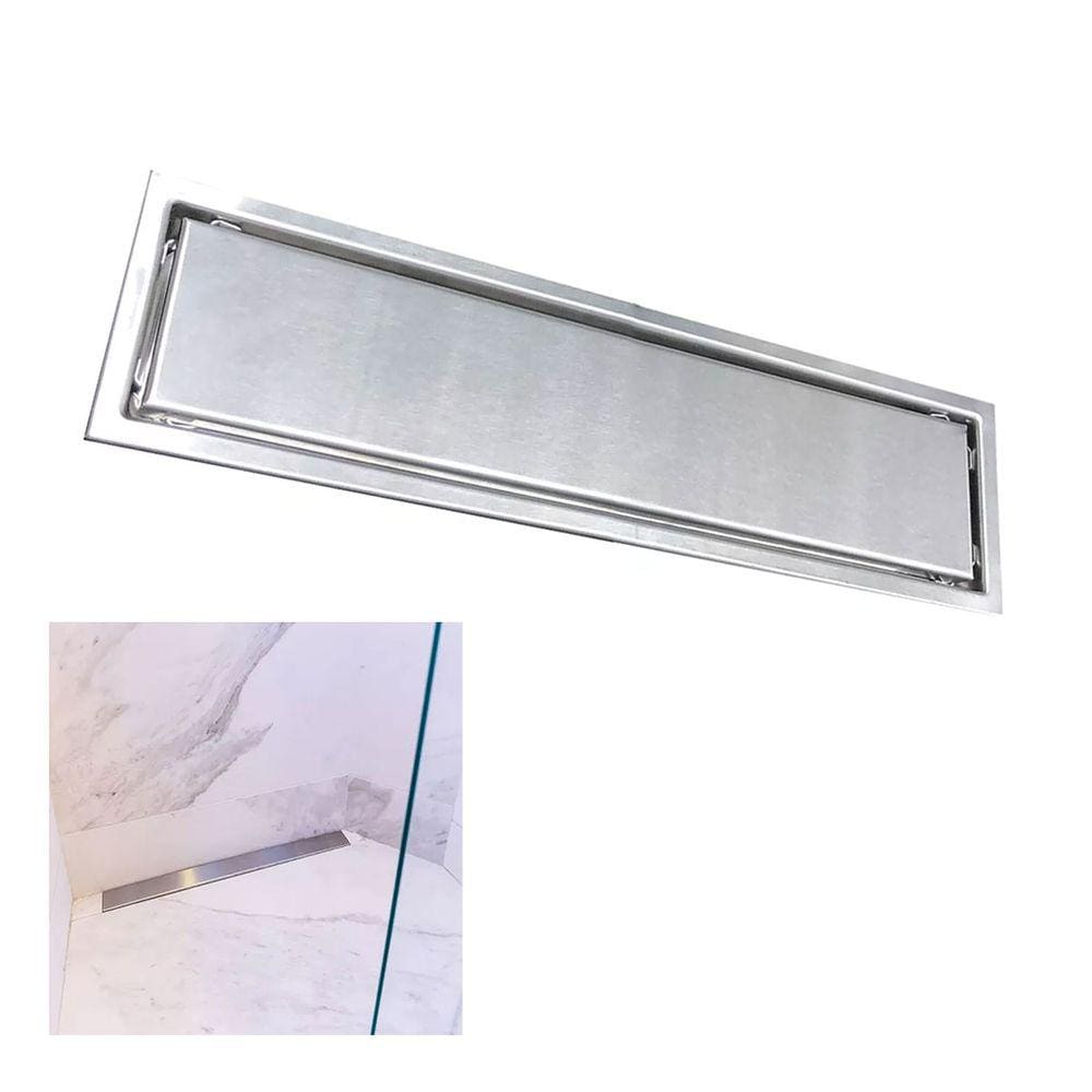 Ralo Linear Oculto 30cm Invisivel Inox Anti Odor Anti Inseto Lavabo Banheiro Lavanderia