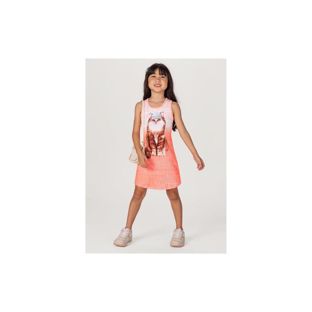 Vestido Infantil Menina Em Cotton De Gatinho Brandili