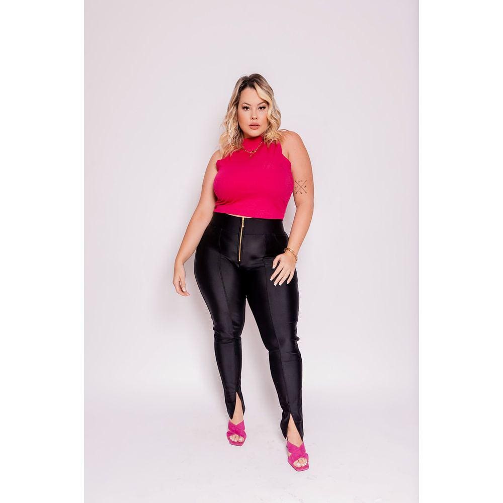 Calça Plus Size Prada Zíper Frontal